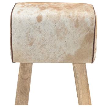 Bank 40 x 30 x 45 cm Echtes Leder Braun und Weiß