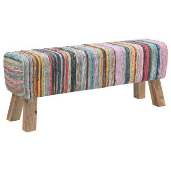 Bank 110 x 30 x 45 cm Echtes Leder Mehrfarbig