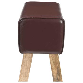 Bank 60 x 30 x 45 cm Echtes Leder Dunkelbraun