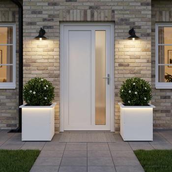 ARDEBO.de - Garten-Pflanzkübel mit LED 2 stk. Weiß 40 x 40 x 40 cm Stahl