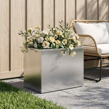 Garten-Pflanzkübel mit LED Silber 40 × 60 × 40 cm