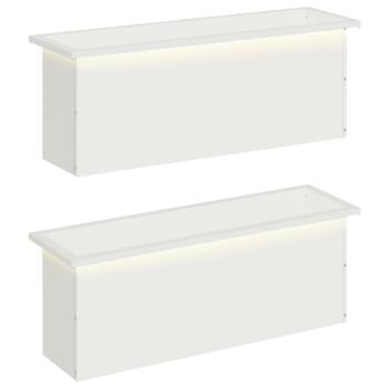 Garten-Pflanzkübel mit LED 2 stk. Weiß 30 × 100 × 30 cm Stahl