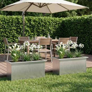 Garten-Pflanzkübel mit LED 2 stk. Silber 30 × 60 × 30 cm