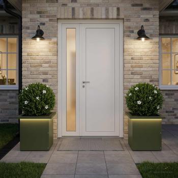 ARDEBO.de - Garten-Pflanzkübel mit LED 2 stk. Olivgrün 30 x 30 x 30 cm