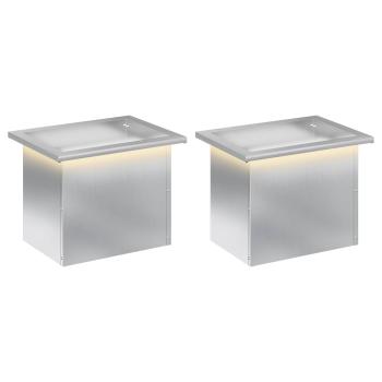 Garten-Pflanzkübel mit LED 2 stk. Silber 30 × 40 × 30 cm