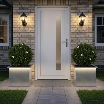 Garten-Pflanzkübel mit LED 2 stk. Silber 30 × 40 × 30 cm