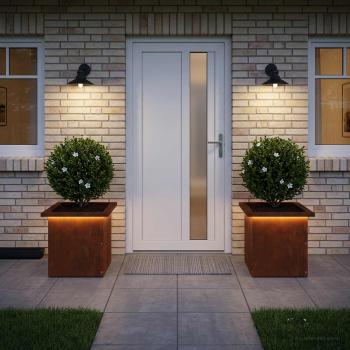Garten-Pflanzkübel mit LED 2 stk. Rostoptik 30 x 30 x 30 cm