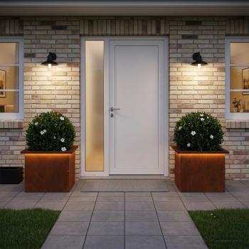 Garten-Pflanzkübel mit LED 2 stk. Rostoptik 30 × 40 × 30 cm