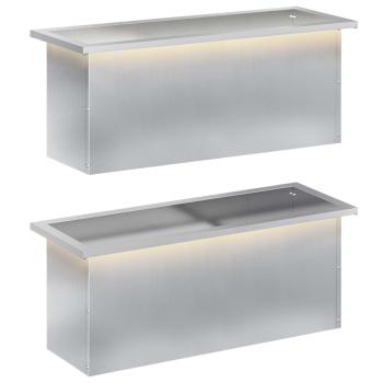 Garten-Pflanzkübel mit LED 2 stk. Silber 30 x 80 x 30 cm