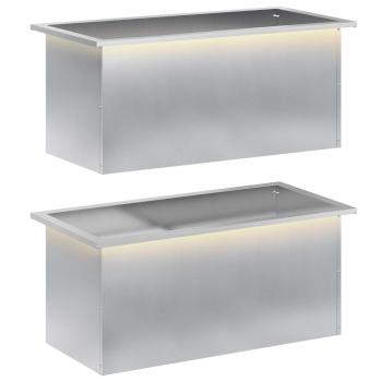 Garten-Pflanzkübel mit LED 2 stk. Silber 40 x 80 x 40 cm