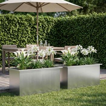 Garten-Pflanzkübel mit LED 2 stk. Silber 40 x 80 x 40 cm