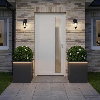 ARDEBO.de - Garten-Pflanzkübel mit LED 2 stk. Schwarz 40 x 40 x 40 cm Stahl