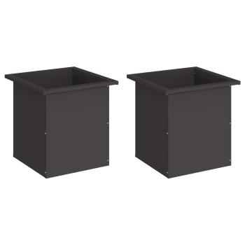 Garten-Pflanzkübel mit LED 2 stk. Schwarz 40 x 40 x 40 cm Stahl