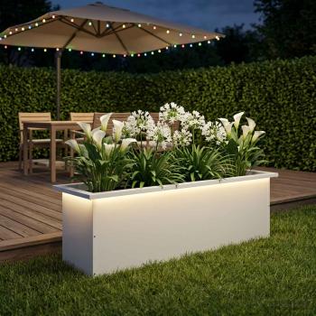 Garten-Pflanzkübel mit LED Weiß 30 × 100 × 30 cm Stahl