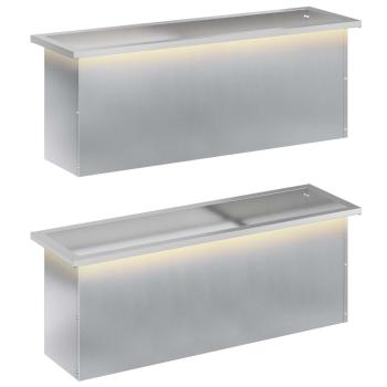 Garten-Pflanzkübel mit LED 2 stk. Silber 30 × 100 × 30 cm