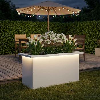 ARDEBO.de - Garten-Pflanzkübel mit LED Weiß 30 × 60 × 30 cm Stahl