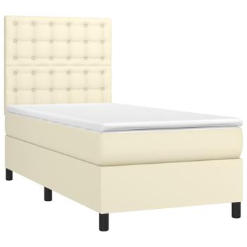 Boxspringbett mit Matratze & LED Creme 90x190 cm Kunstleder