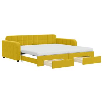 Tagesbett Ausziehbar mit Schubladen Gelb 100x200 cm Samt