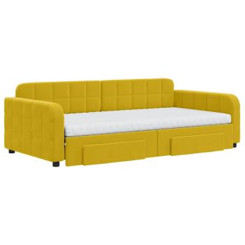 Tagesbett Ausziehbar mit Schubladen Gelb 100x200 cm Samt