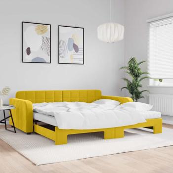 ARDEBO.de - Tagesbett Ausziehbar mit Matratzen Gelb 100x200 cm Samt