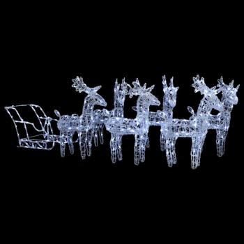 ARDEBO.de - Rentiere Schlitten Weihnachtsdekoration 320 LEDs Acryl