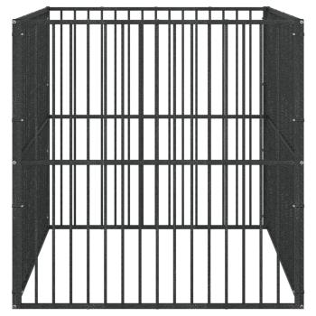 Hundelaufstall 4-tlg. Schwarz Verzinkter Stahl