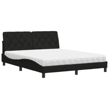 Bett mit Matratze Schwarz 160x200 cm Stoff