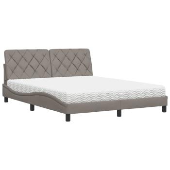 Bett mit Matratze Taupe 160x200 cm Stoff