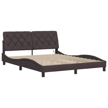 Bettgestell mit LED ohne Matratze Dunkelbraun 160x200 cm Stoff