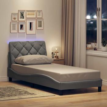 ARDEBO.de - Bettgestell mit LED ohne Matratze Hellgrau 80x200 cm Stoff