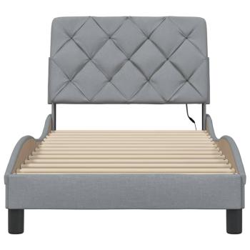 Bettgestell mit LED ohne Matratze Hellgrau 80x200 cm Stoff