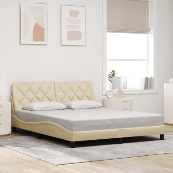 Bettgestell mit LED ohne Matratze Creme 160x200 cm Stoff