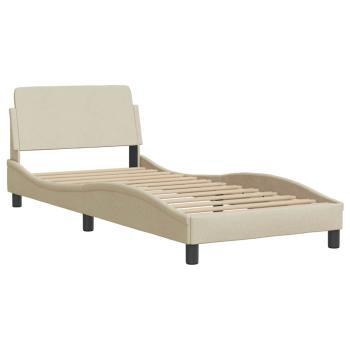 Bettgestell ohne Matratze Creme 80x200 cm Stoff