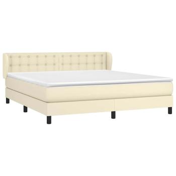 Boxspringbett mit Matratze Creme 180x200 cm Kunstleder