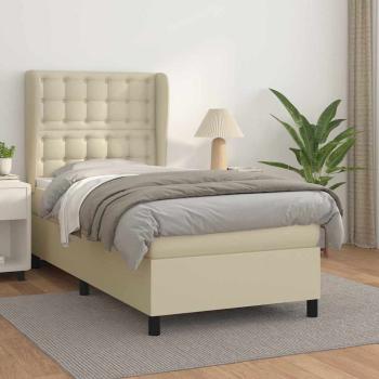 ARDEBO.de - Boxspringbett mit Matratze Creme 90x190 cm Kunstleder