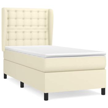 Boxspringbett mit Matratze Creme 90x190 cm Kunstleder