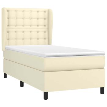 Boxspringbett mit Matratze Creme 90x190 cm Kunstleder