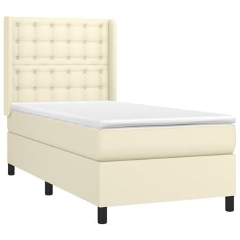 Boxspringbett mit Matratze & LED Creme 90x190 cm Kunstleder