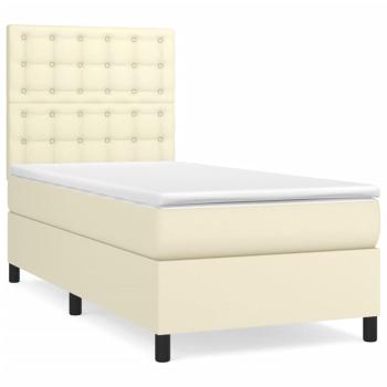 Boxspringbett mit Matratze Creme 90x190 cm Kunstleder
