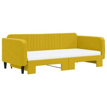 Tagesbett Ausziehbar mit Matratzen Gelb 100x200 cm Samt