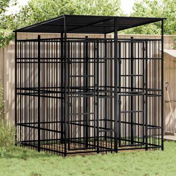 ARDEBO.de - Outdoor-Hundezwinger mit Dach Stahl 3,69 m²