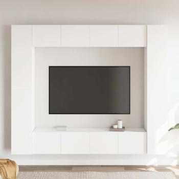 ARDEBO.de - 8-tlg. TV-Schrank-Set Weiß Holzwerkstoff