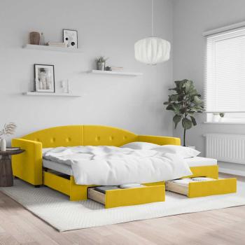 ARDEBO.de - Tagesbett Ausziehbar mit Schubladen Gelb 100x200 cm Samt