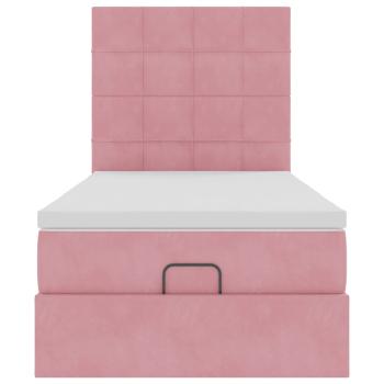 Ottoman-Bett mit Matratzen & LEDs Rosa 90x190 cm Samt