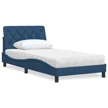 ARDEBO.de - Bett mit Matratze Blau 100x200 cm Stoff