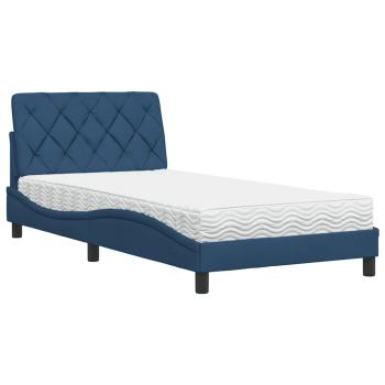Bett mit Matratze Blau 100x200 cm Stoff