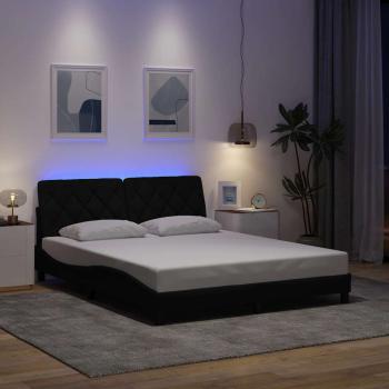 ARDEBO.de - Bettgestell mit LED ohne Matratze Schwarz 160x200 cm Stoff