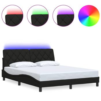 Bettgestell mit LED ohne Matratze Schwarz 160x200 cm Stoff
