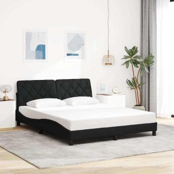 Bettgestell mit LED ohne Matratze Schwarz 160x200 cm Stoff