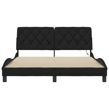 Bettgestell mit LED ohne Matratze Schwarz 160x200 cm Stoff